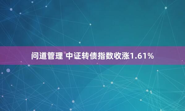 问道管理 中证转债指数收涨1.61%